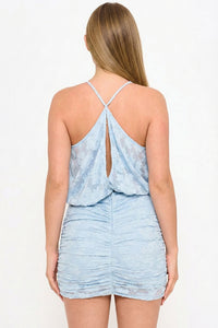 JACQUARD TEXTURED PATTERNED MINI DRESS