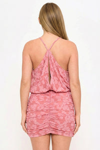 JACQUARD TEXTURED PATTERNED MINI DRESS