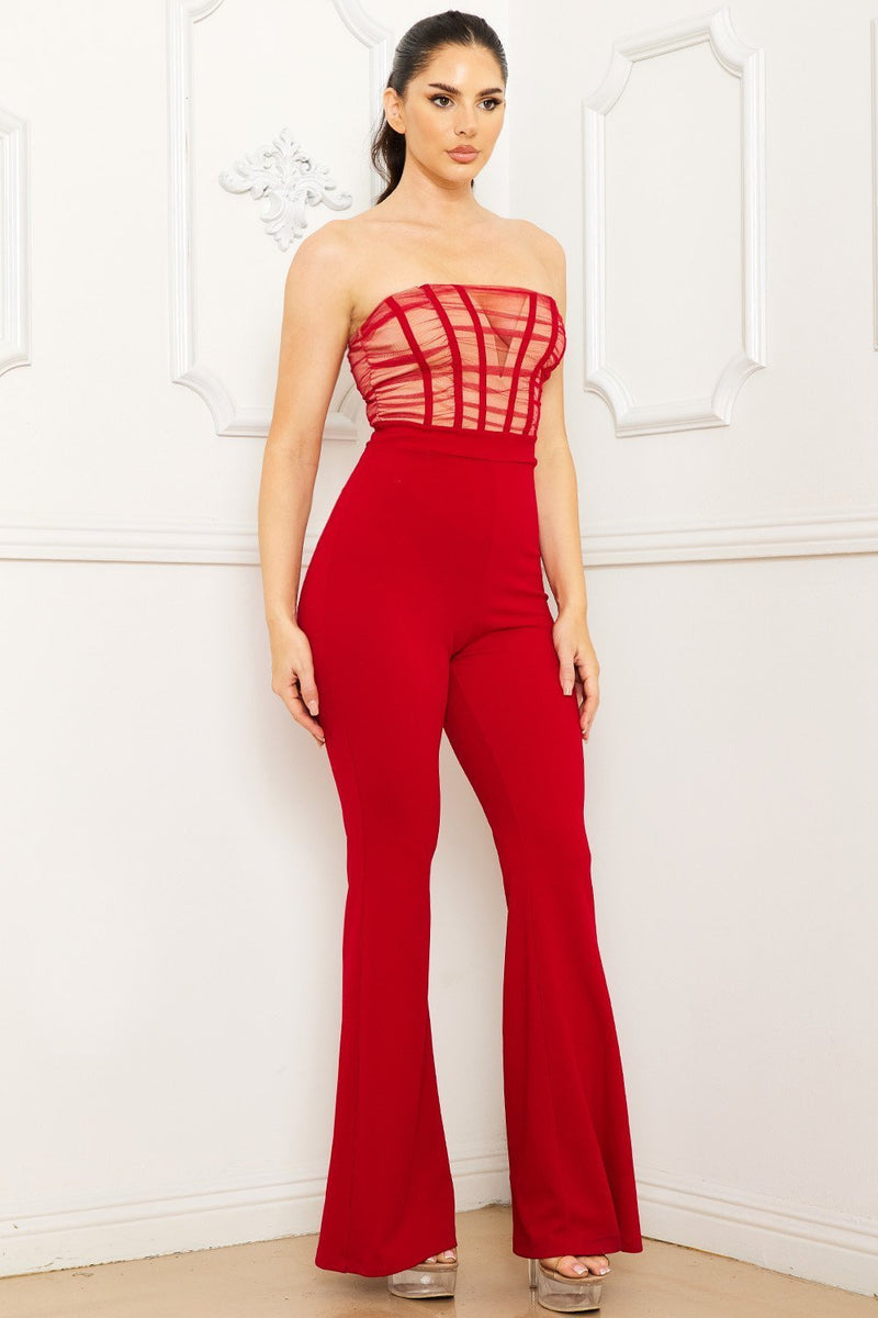 MESH TWO TONE JUMPSUIT