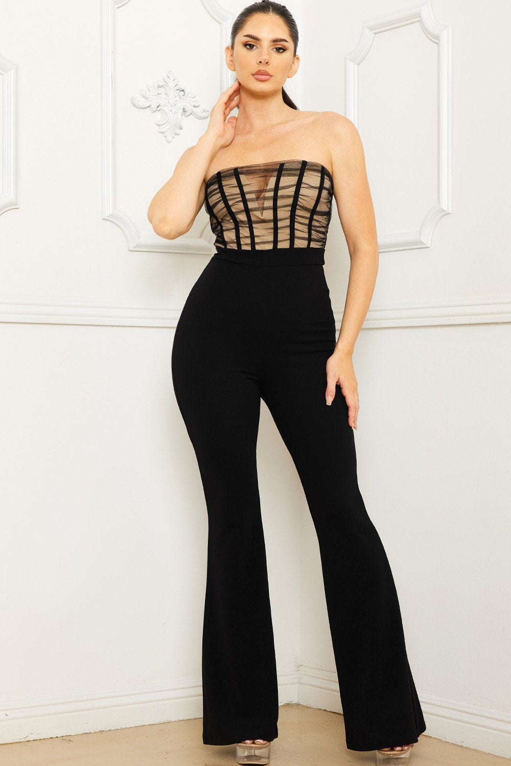 MESH TWO TONE JUMPSUIT