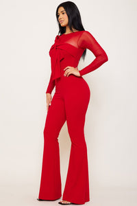 BOW FRONT WITH MESH JUMPSUIT