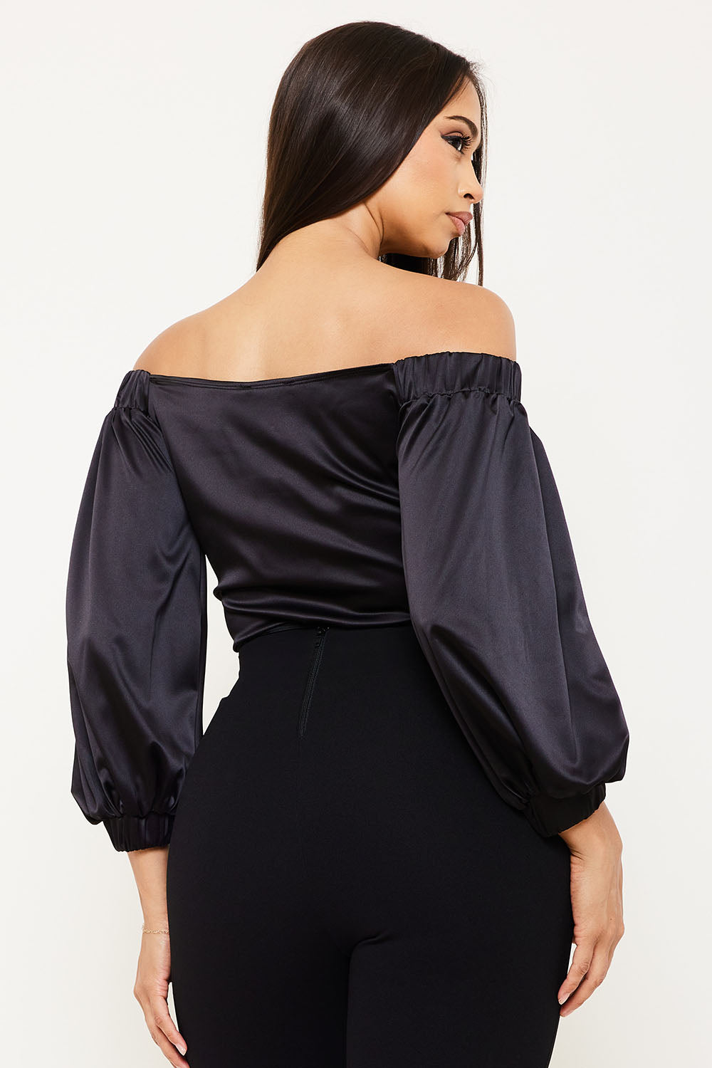 SATIN OFF THE SHOULDER BODYSUIT