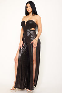 METALLIC FOIL TUBE TOP JUMPSUIT