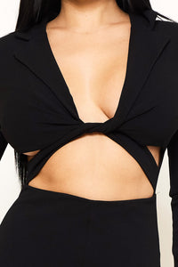 COLLAR OPEN STOMACH JUMPSUIT