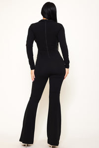 COLLAR OPEN STOMACH JUMPSUIT