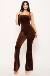 GLITTER VELVET OPEN BACK JUMPSUIT