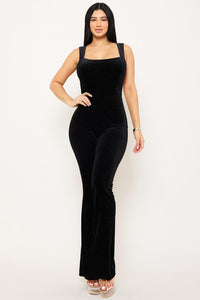 GLITTER VELVET OPEN BACK JUMPSUIT