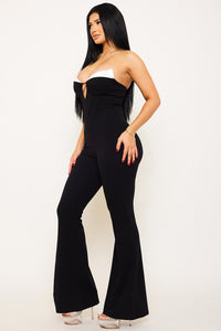 SATIN PANELLED BUSTIER TOP JUMPSUIT