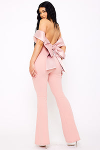 SATIN AND TECHNO CREPE CONTAST JUMPSUIT