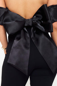 SATIN AND TECHNO CREPE CONTAST JUMPSUIT