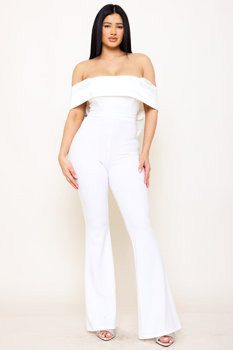 SATIN AND TECHNO CREPE CONTAST JUMPSUIT