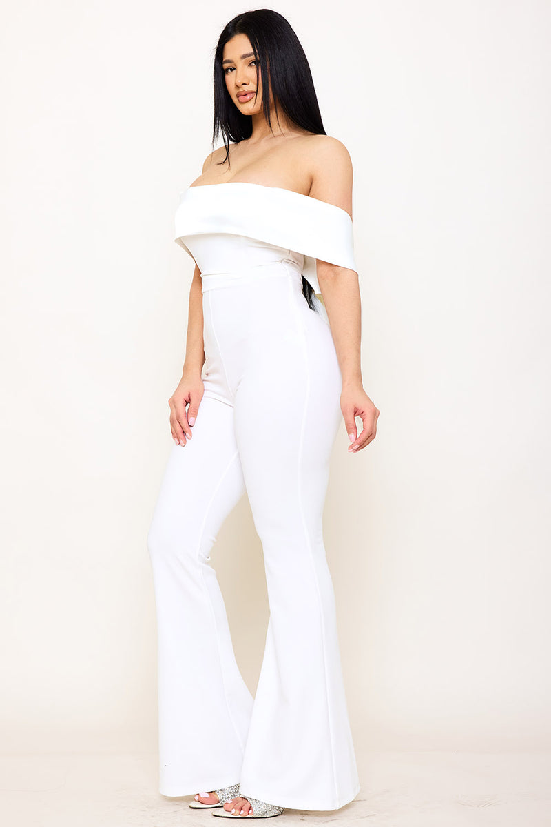 SATIN AND TECHNO CREPE CONTAST JUMPSUIT