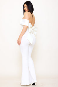 SATIN AND TECHNO CREPE CONTAST JUMPSUIT