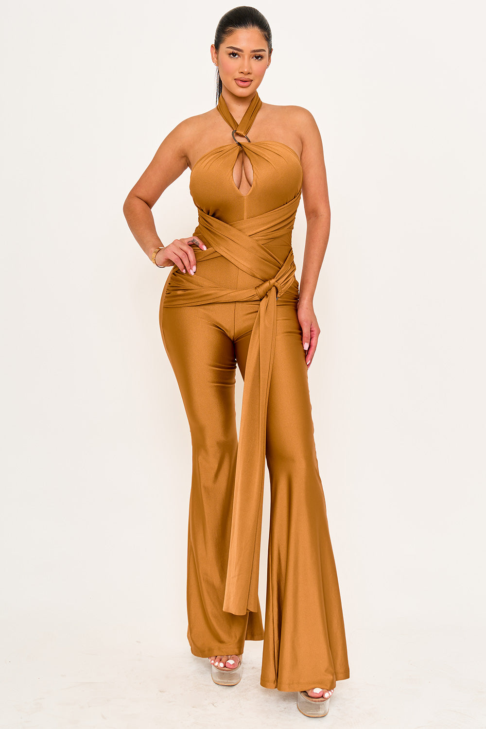 HALTER TOP WRAP JUMPSUITS