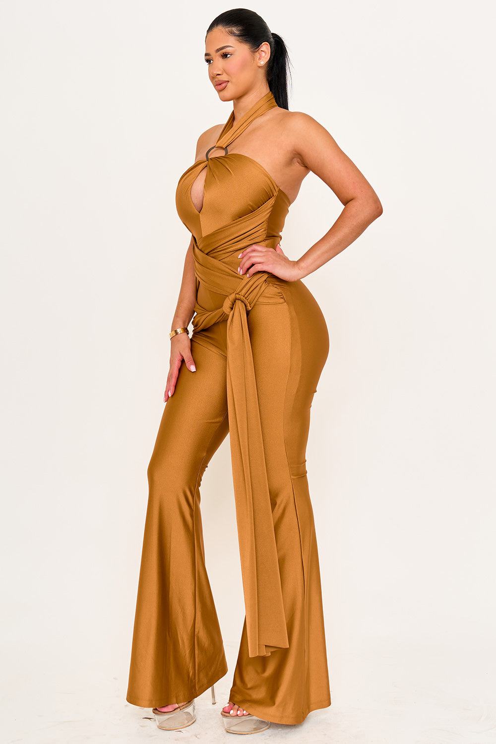 HALTER TOP WRAP JUMPSUITS