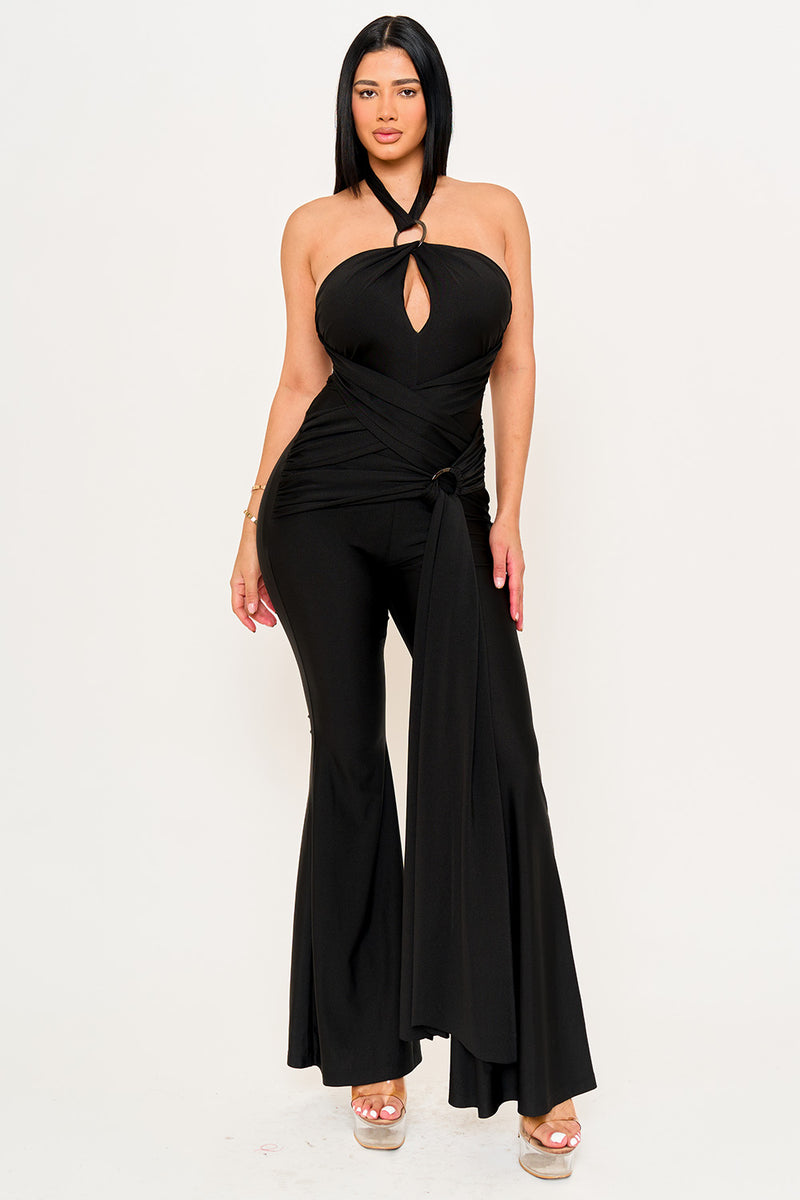 HALTER TOP WRAP JUMPSUITS