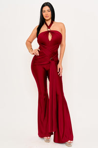 HALTER TOP WRAP JUMPSUITS