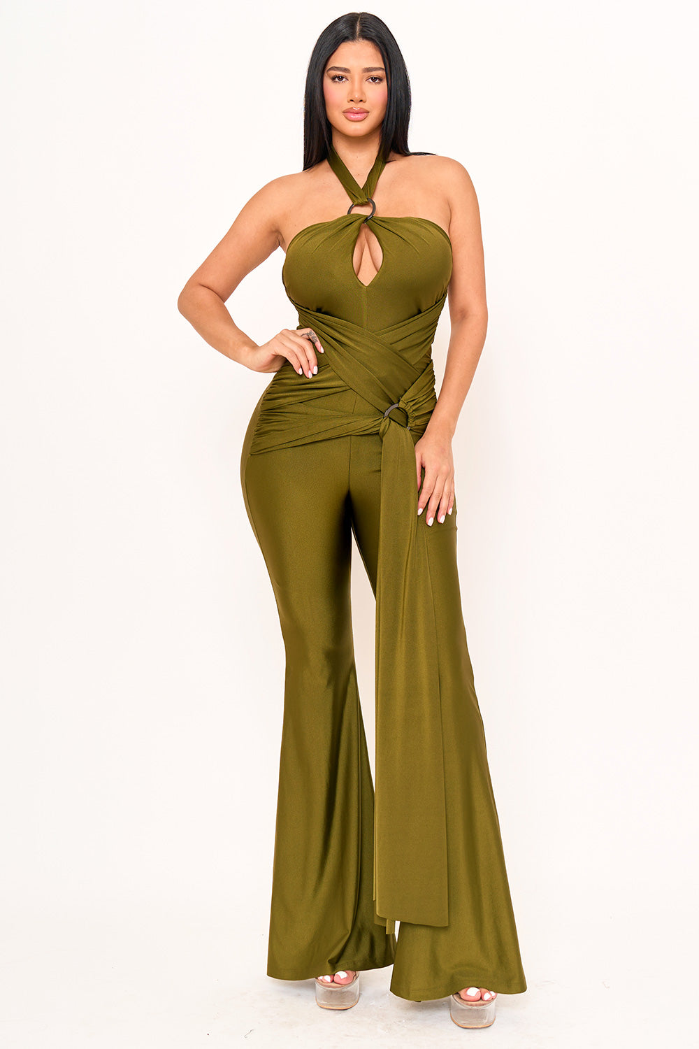HALTER TOP WRAP JUMPSUITS