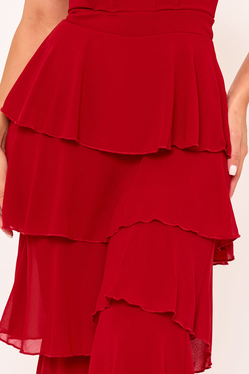 TECHNO CREPE & CHIFFON CONTRAST JUMPSUIT