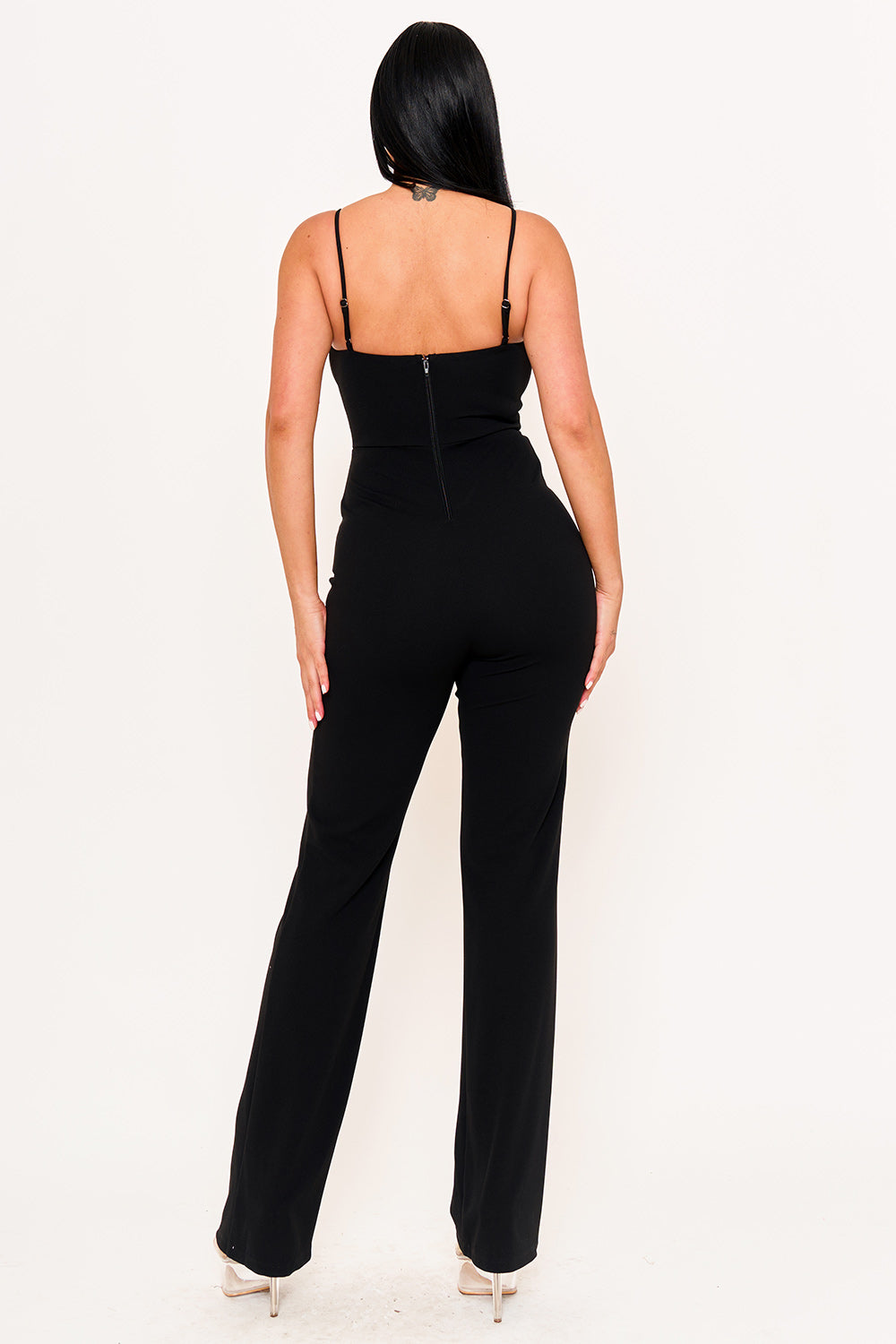 RHINESTONE TRIM THE EDGE OF THE BOW JUMPSUIT