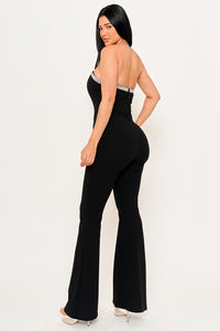RHINESTONE TAPE TRIM AROUND BUST JUMPSUIT
