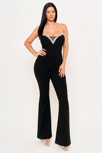 RHINESTONE TAPE TRIM AROUND BUST JUMPSUIT