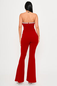 RHINESTONE TAPE TRIM AROUND BUST JUMPSUIT