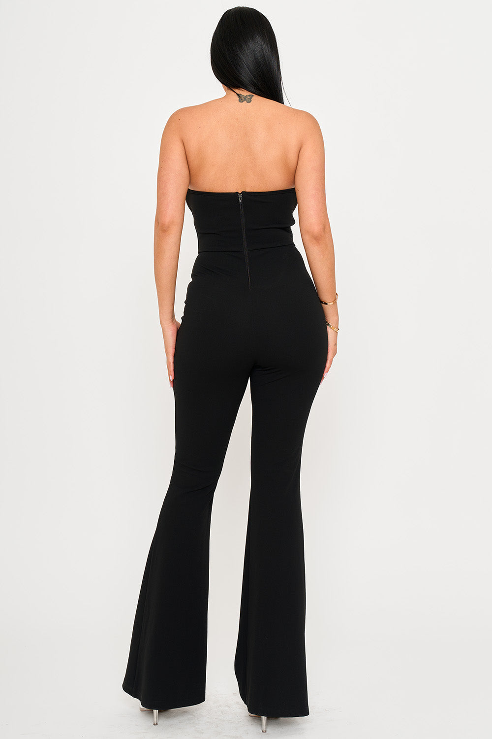 PLEATED BUST WITH ATTACHED LONG SLEEVE CAPE JUMPSUIT