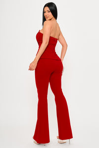 TUBE TOP WITH COLLAR DETAIL PEPLUM JUMPSUIT