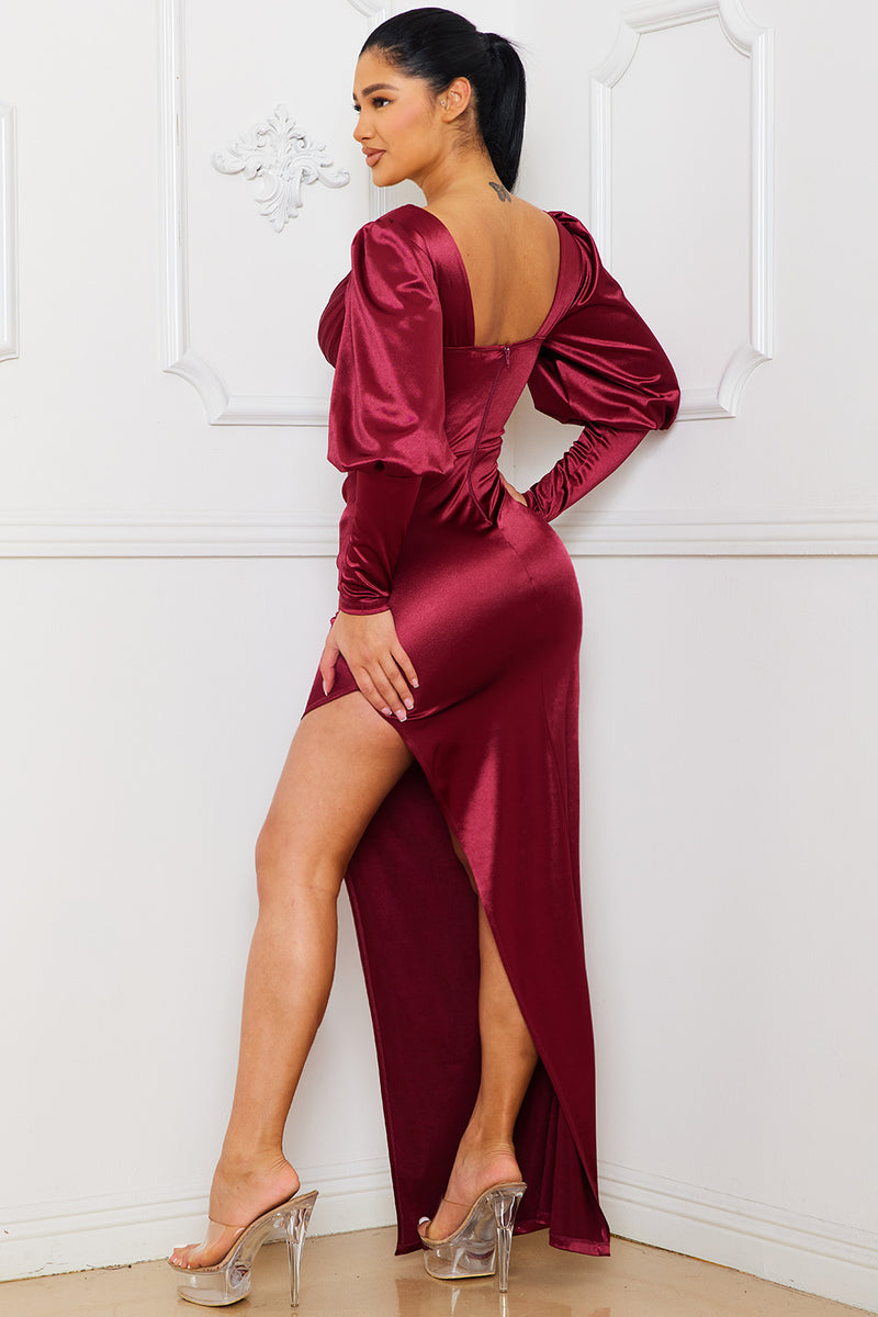 SATIN BUSTIER SWEETHEART NECK MAXI DRESS