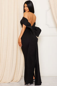 TWO TONE OFF THE SHOULDER MAXI DRESS