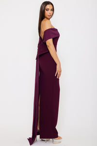 TWO TONE OFF THE SHOULDER MAXI DRESS