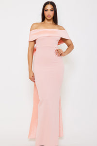 TWO TONE OFF THE SHOULDER MAXI DRESS