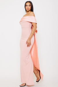 TWO TONE OFF THE SHOULDER MAXI DRESS