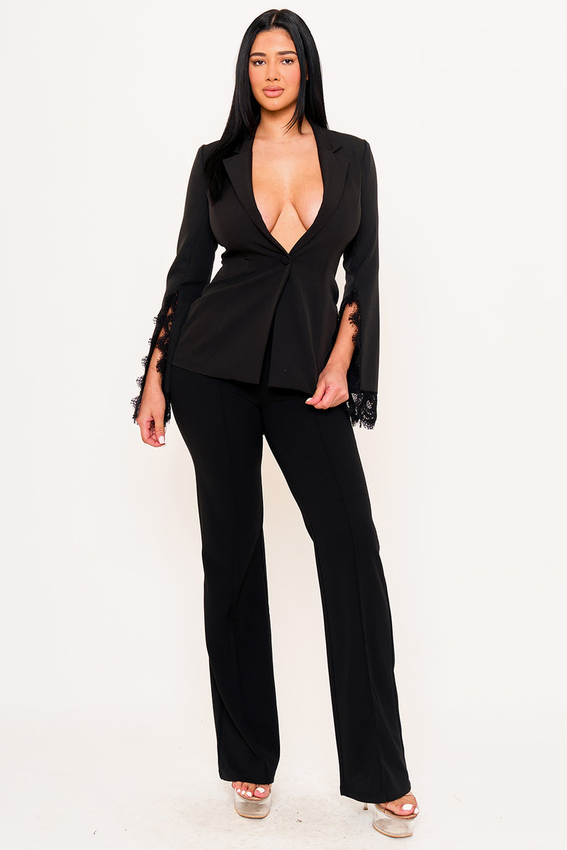 LACED WIDE SLEEVE FORMAL JACKET