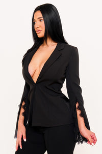 LACED WIDE SLEEVE FORMAL JACKET