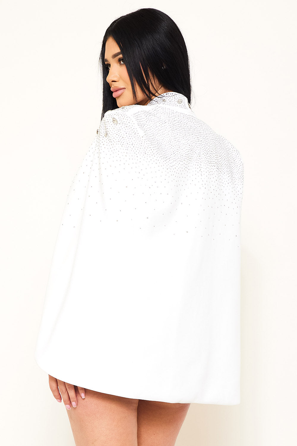 TEARDROP AND ROUND RHINESTONE CAPE SLIM JACKET