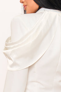 SATIN AND TECHNO CREPE CONTRAST SUIT MINI DRESS