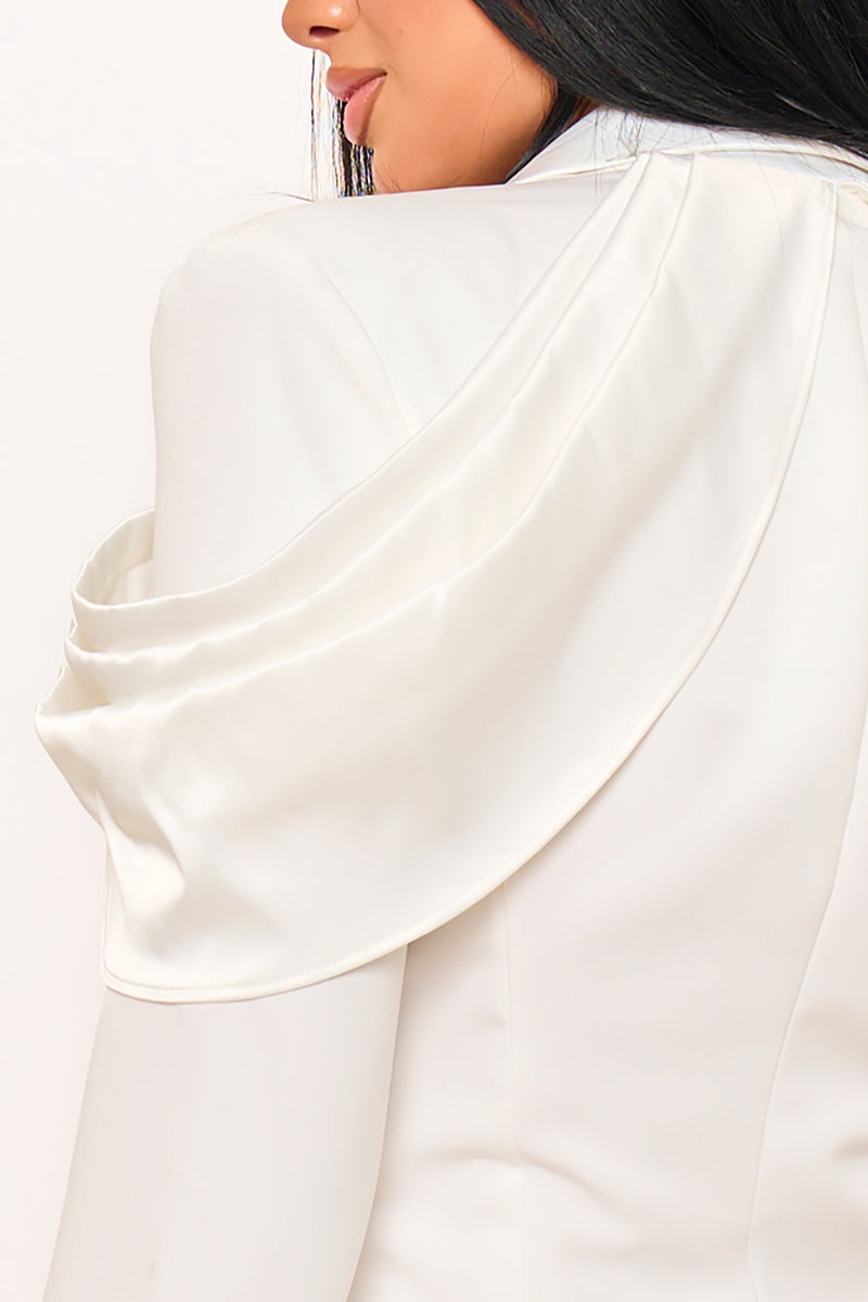 SATIN AND TECHNO CREPE CONTRAST SUIT MINI DRESS