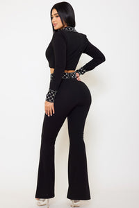 RHINESTONE DEATILED 2 PIECE SUIT