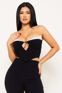 SATIN PANELLED BUSTIER CROP TOP