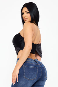 PEARL SATIN ONE SHOULDER OFF THE SHOULDER CROP TOP