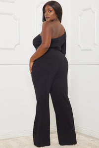 RHINESTONE ON MESH ONE SHOULDER PLUS SIZE JUMPSUIT