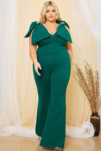 RIBBON ON SHOULDER PLUS SIZE JUMPSUIT