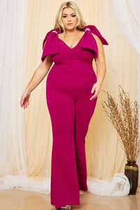 RIBBON ON SHOULDER PLUS SIZE JUMPSUIT