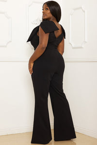 RIBBON ON SHOULDER PLUS SIZE JUMPSUIT