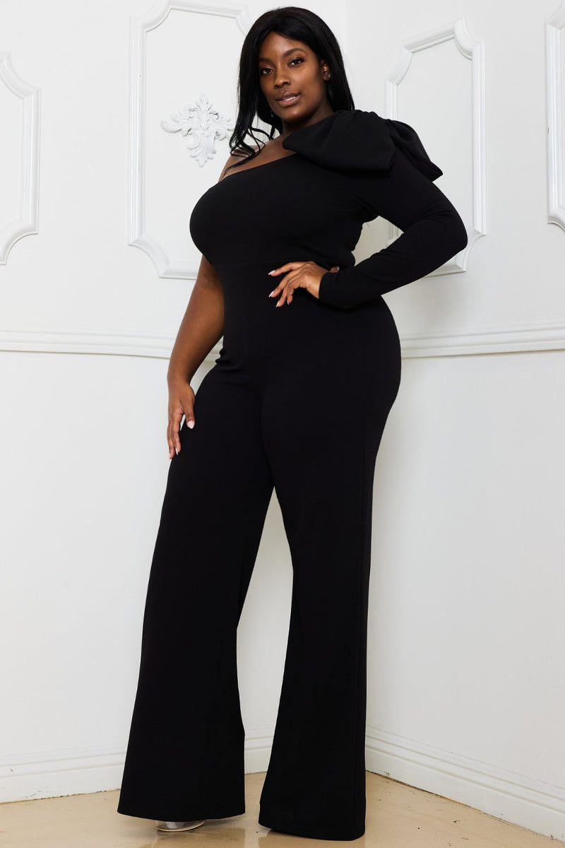 ONESHOULDER WITH BOW DETAIL PLUS SIZE JUMPSUIT