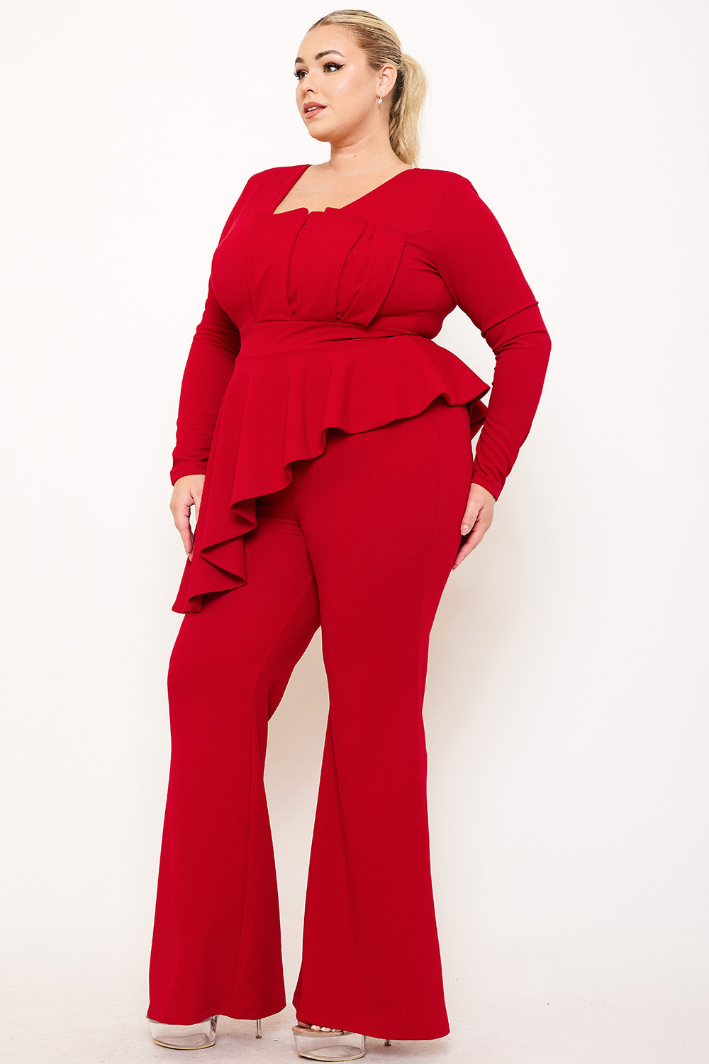 PEPLUM TOP PLUS SIZE JUMPSUIT&nbsp;