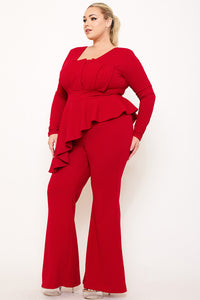 PEPLUM TOP PLUS SIZE JUMPSUIT&nbsp;