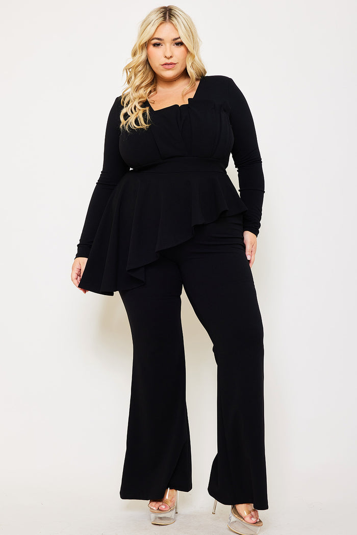 PEPLUM TOP PLUS SIZE JUMPSUIT&nbsp;